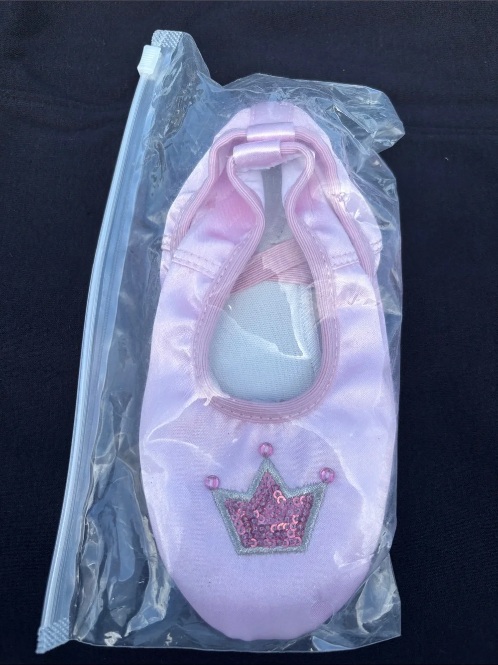 Pink Girls' Ballet Slippers with Crown Accent